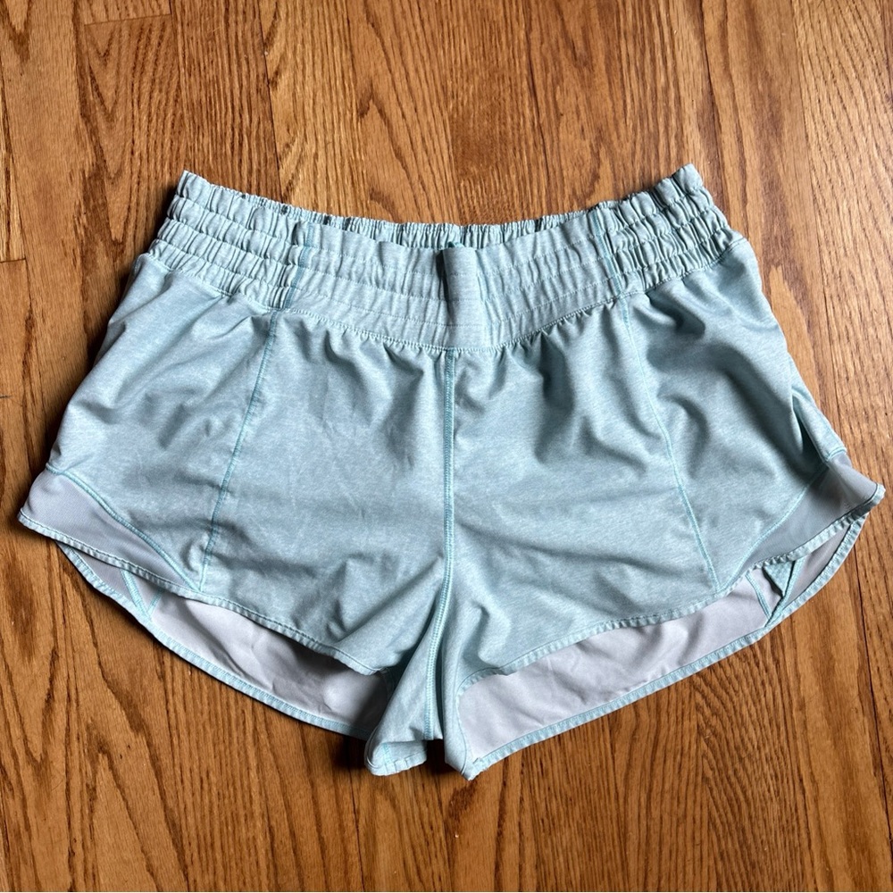 Lululemon Hotty Hot light Blue High-Rise Lined Shorts Size 12 2.5” Inseam